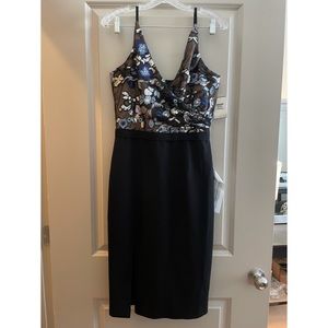 Black midi spaghetti strap Nordstrom dress, Beading detail in bodice